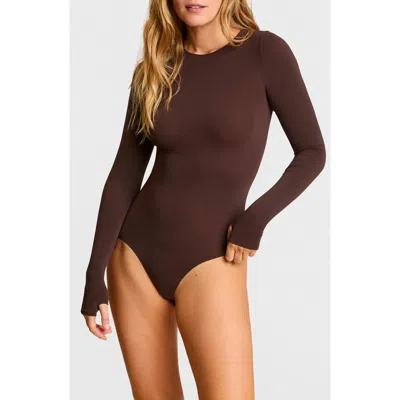 Commando Ballet Thumbhole Cuff Bodysuit In Brown