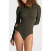 Commando Ballet Thumbhole Cuff Bodysuit In Gray