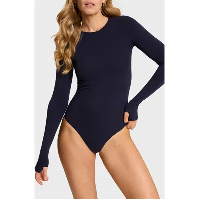 Commando Ballet Thumbhole Cuff Bodysuit In Blue