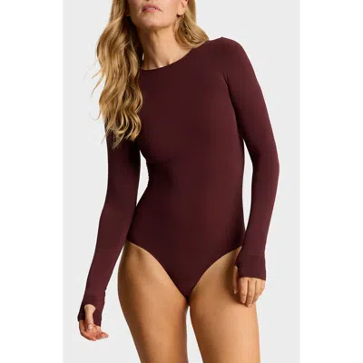 Commando Ballet Thumbhole Cuff Bodysuit In Burgundy