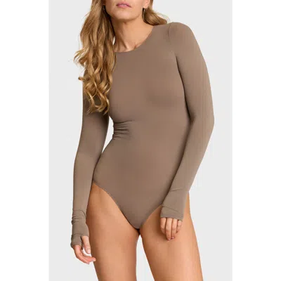 Commando Ballet Thumbhole Cuff Bodysuit In Brown