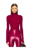 Commando Matte Long-sleeve Turtleneck Bodysuit In Red