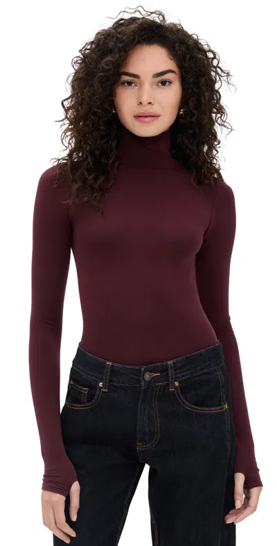 Commando Ballet Turtleneck Bodysuit With Thumbholes Raisin