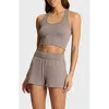 Commando Better Than Basic Racerback Crop Rib Tank In Brown