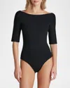 Commando Butter Turtleneck Thong Bodysuit In Black