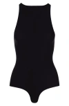 Commando Butter Crewneck Tank Thong Bodysuit In Black