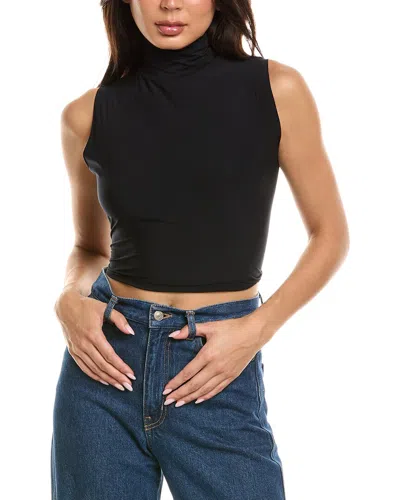 Commando Butter Cropped Turtleneck Top In Black