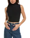 Commando Butter Cropped Turtleneck Top In Black