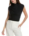 Commando Butter Draped Funnel Neck Crop Top In Black
