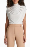 Commando Butter Draped Funnel Neck Crop Top In Porcelain