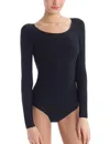 Commando Butter-soft Crewneck Long-sleeve Bodysuit In Black