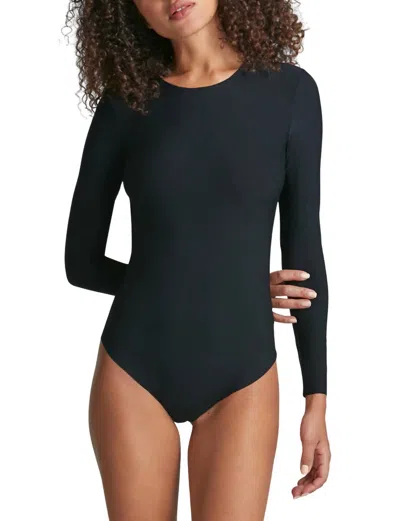 Commando Butter Long Sleeve Crewneck Bodysuit In Black