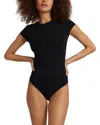 Commando Butter Short Sleeve Crewneck Bodysuit In Black In Black