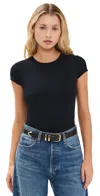 Commando Butter Luxe Cap Sleeve Thong Bodysuit Black In Black