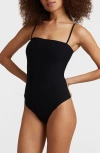 Commando Faux Leather Cami Bodysuit In Black In Black