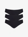 Commando Butter Mid-rise Thong 3-pack In Black