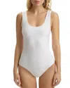 Commando Butter Scoop Neck Tank Thong Bodysuit In White