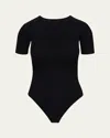 Commando Butter Short-sleeve Crewneck Bodysuit In Black