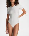 Commando Butter Short Sleeve Crewneck Bodysuit In White In Porcelain