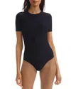Commando Butter Short Sleeve Crewneck Bodysuit In Black In Black