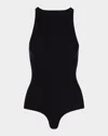 Commando Butter Sleeveless Crewneck Thong Bodysuit In Black