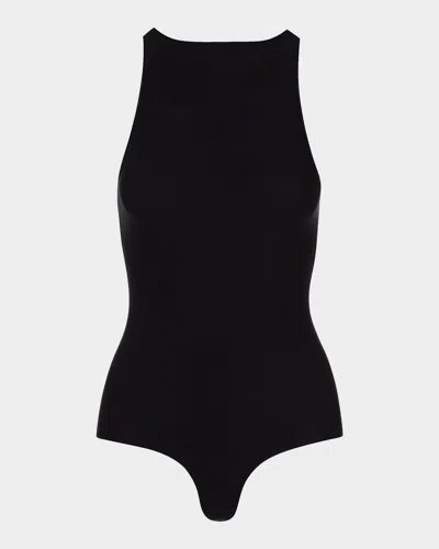 Commando Butter Sleeveless Crewneck Thong Bodysuit In Black