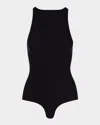 Commando Butter Sleeveless Crewneck Thong Bodysuit In Black