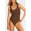 Commando Butter Tank Bodysuit In Brown