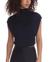 Commando Butter Draped Funnel Neck Crop Top In Black