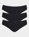 Commando Butter Mid-rise Thong 3-pack In Black