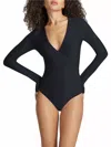 Commando Butter Wrap Bodysuit In Black In Black
