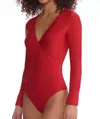 Commando Butter Wrap Bodysuit In Scarlet In Red