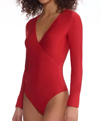 Commando Butter Wrap Bodysuit In Scarlet In Red