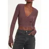 Commando Butter Wrap Top With Thumb Holes In Mink In Red