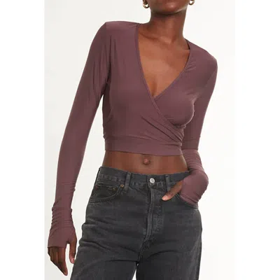Commando Butter Wrap Top With Thumb Holes In Mink In Red