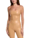 Commando Faux Leather Cami Crop Top In Camel In Brown