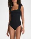 Commando Scuba Cap Sleeve Bodysuit In Black