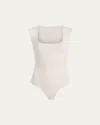 Commando Cap-sleeve Neoprene Thong Bodysuit In White