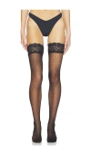 Commando Chic Dot Thigh High Socks In Black