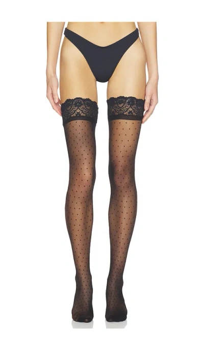 Commando Chic Dot Thigh High Socks In Black