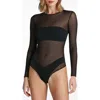 Commando Chic Long Sleeve Mesh Bodysuit In Black