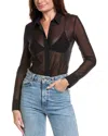 Commando Mesh Button Down Bodysuit In Black In Black