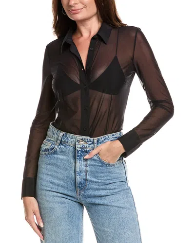 Commando ® Chic Mesh Button-down Bodysuit In Black