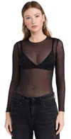 Commando Sheer Mesh Long-sleeve Tee In Black