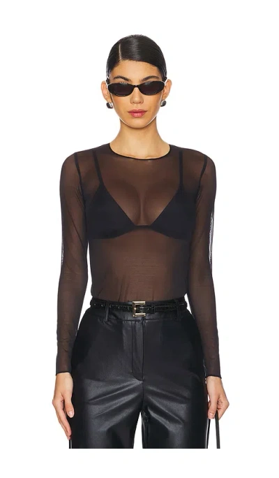 Commando Chic Mesh Long Sleeve Tee In Black