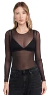 Commando Chic Mesh Long Sleeve Tee In Black
