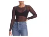 Commando Chic Mesh Long Sleeve T-shirts Tu115 In Black
