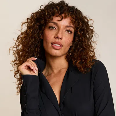 Commando Classic Blousey Button Down Bodysuit In Black