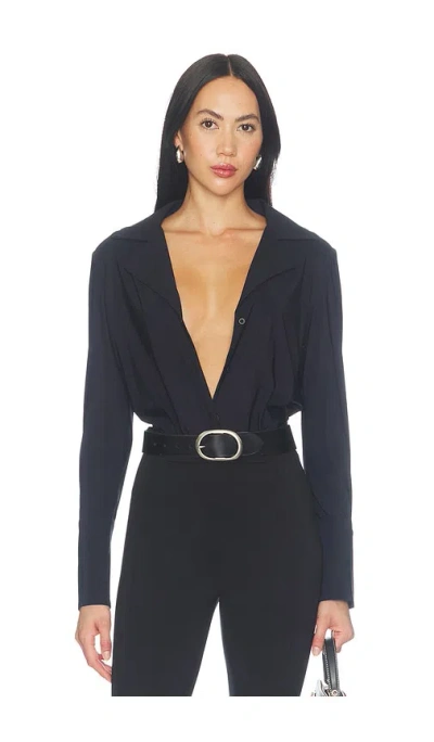 Commando Classic Blousey Button Down Bodysuit In Black
