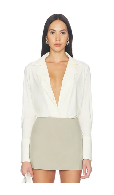 Commando Classic Blousey Button Down Bodysuit In Ivory
